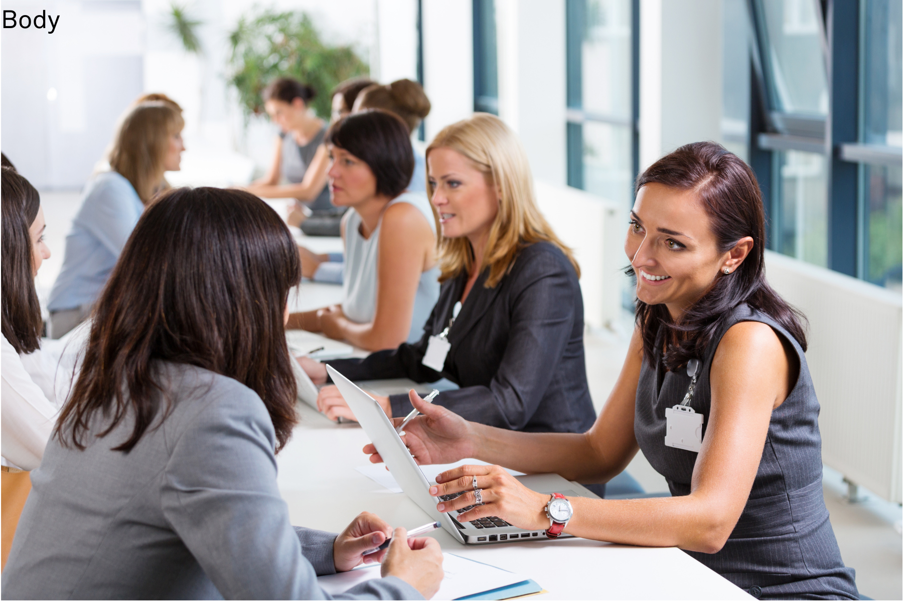 Business people smiling