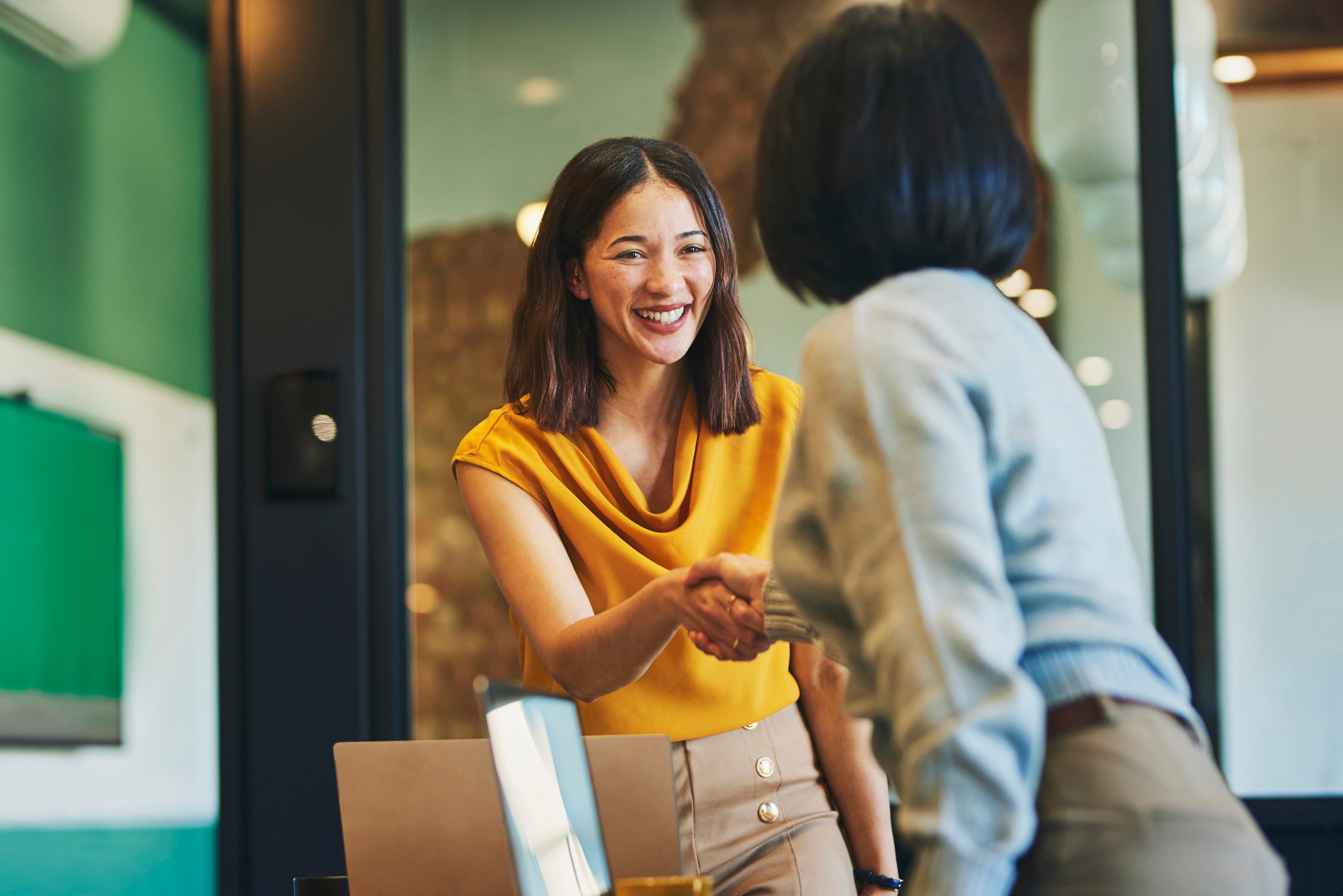 business people smiling