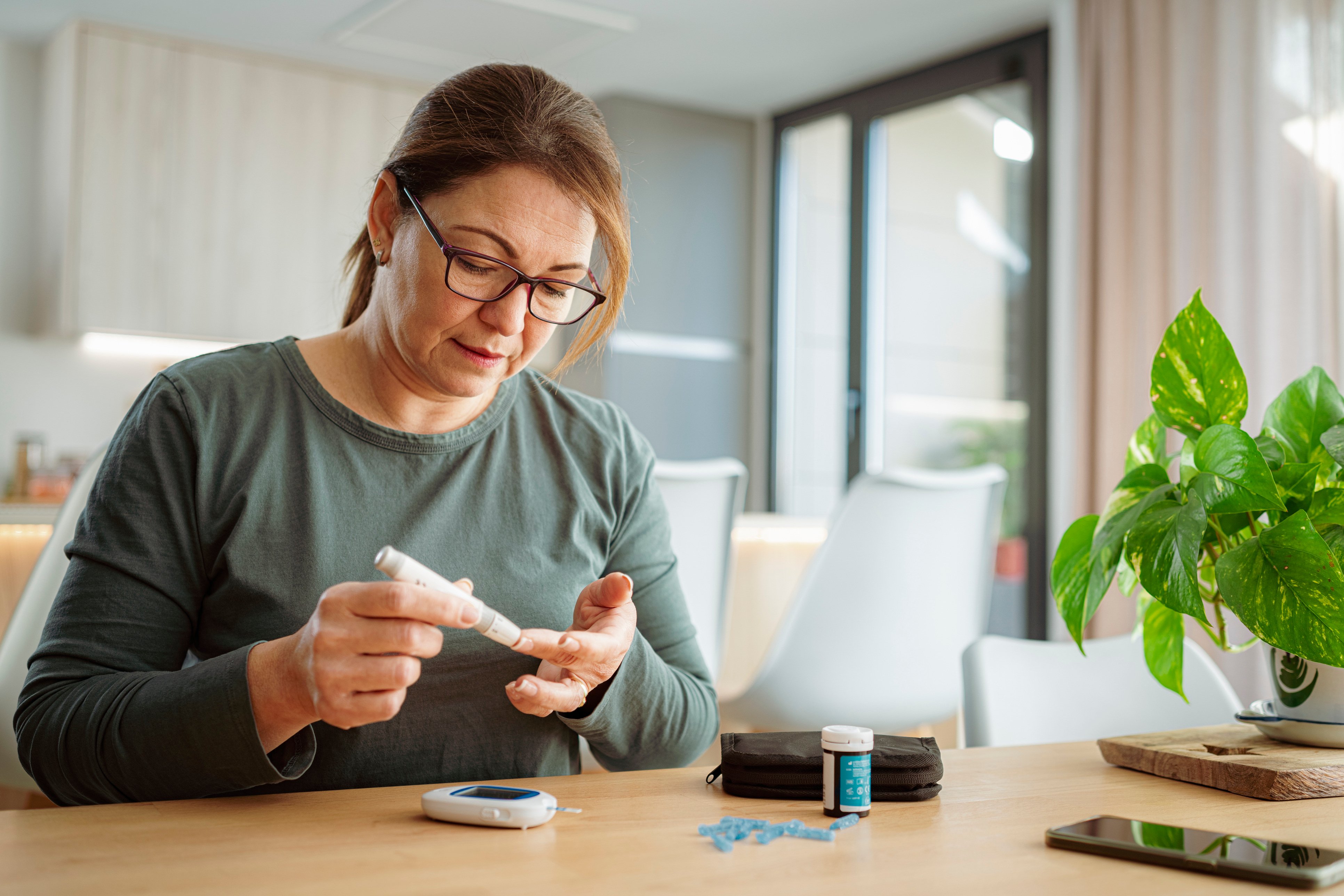 Person with glucose monitor